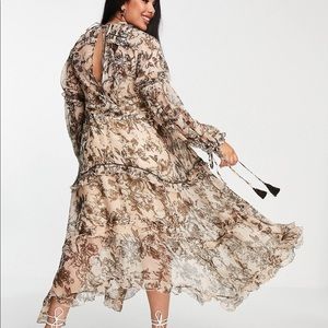 ASOS DESIGN curve ruched tiered midi dress floral print